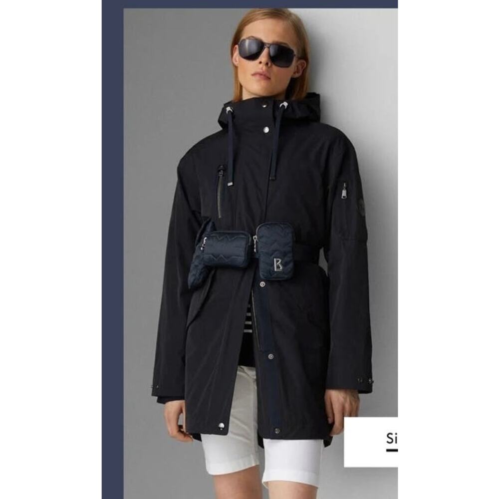 Vintage BOGNER Hooded black ladies ski jacket size medium